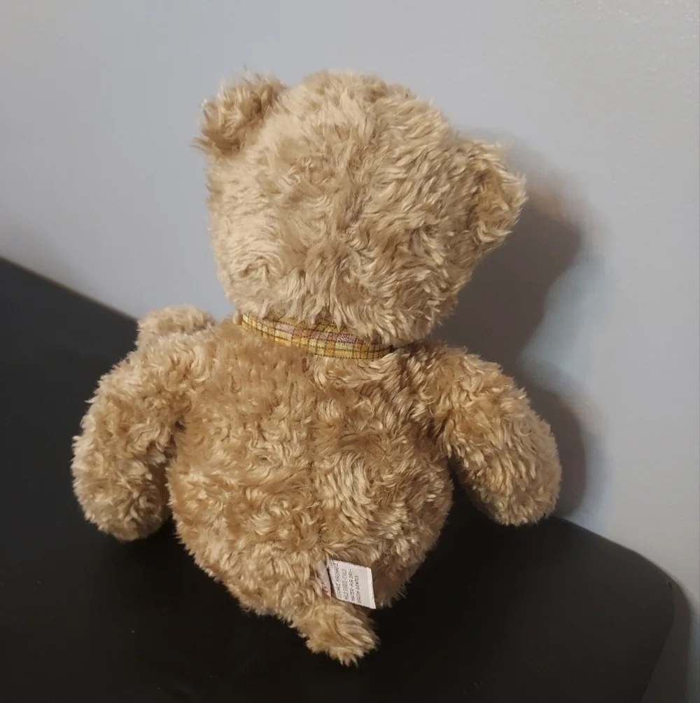 Gund Teddy Bear Plush With A Plaid Burnt Orange Bow